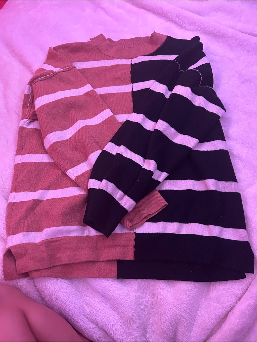 Striped Colorblock Pullover Sweater - brown & Black